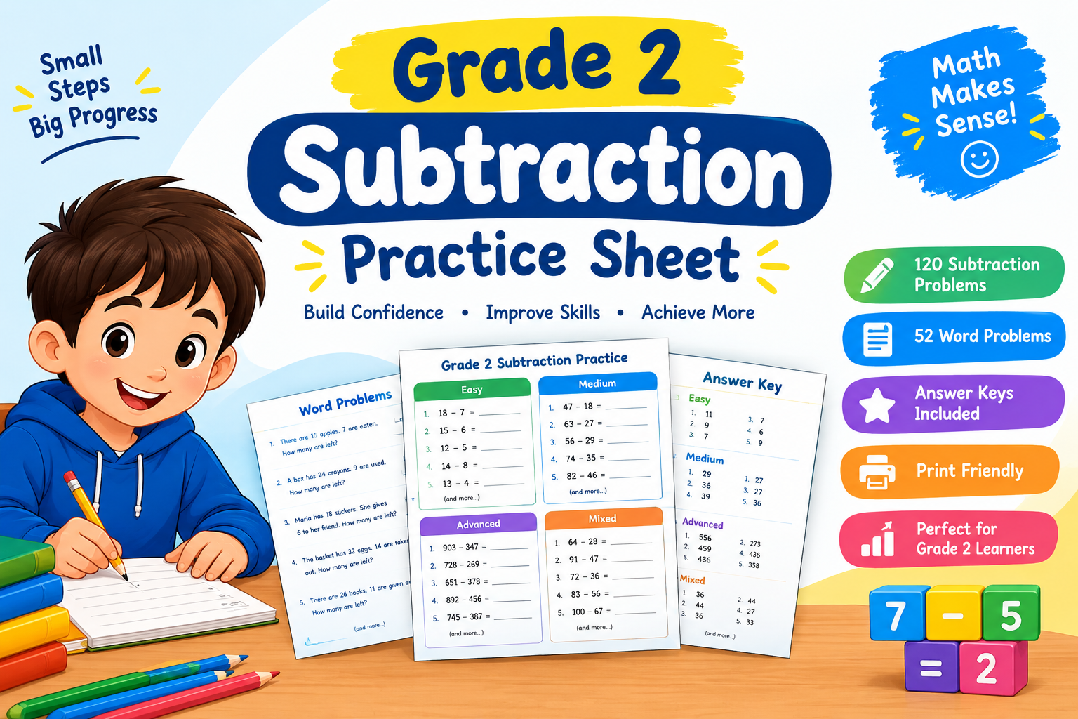 Grade 2 Subtraction Practice Sheet