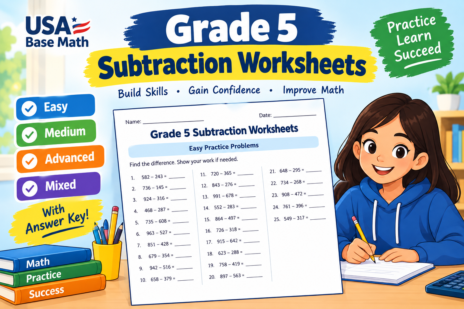 Grade 5 subtraction worksheets